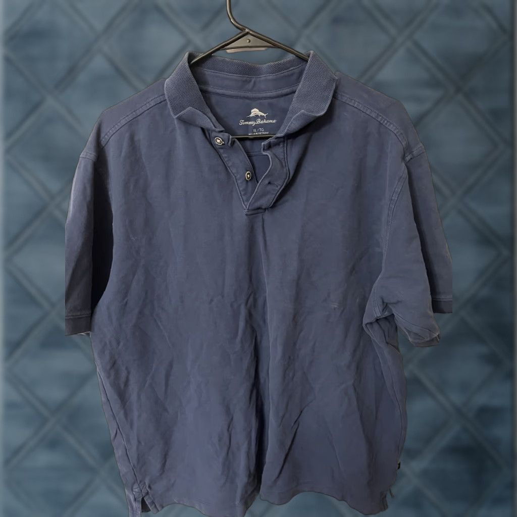 Tommy Bahama Tommy Bahama Cotton Polo Blue Solid Men’s XL Sz Size US XL / EU 56 / 4 - 1 Thumbnail