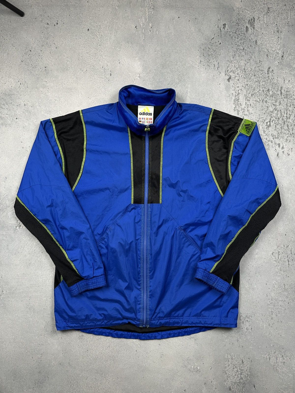 Adidas Vintage Adidas Equipment Blue Black Neon Trim Jacket 90s 80s Size US XL / EU 56 / 4 - 1 Thumbnail