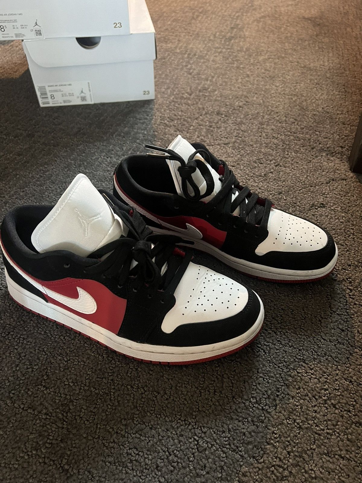 Jordan Brand × Nike AIR JORDAN 1 LOW BLACK WHITE GYM RED Size US 8 / IT 38 - 3 Thumbnail