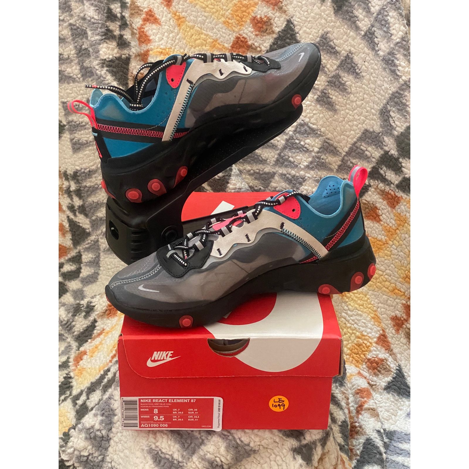 Nike Nike React Element 87 "Solar Red" m 8 /w 9.5 Size US 8 / EU 41 - 2 Thumbnail