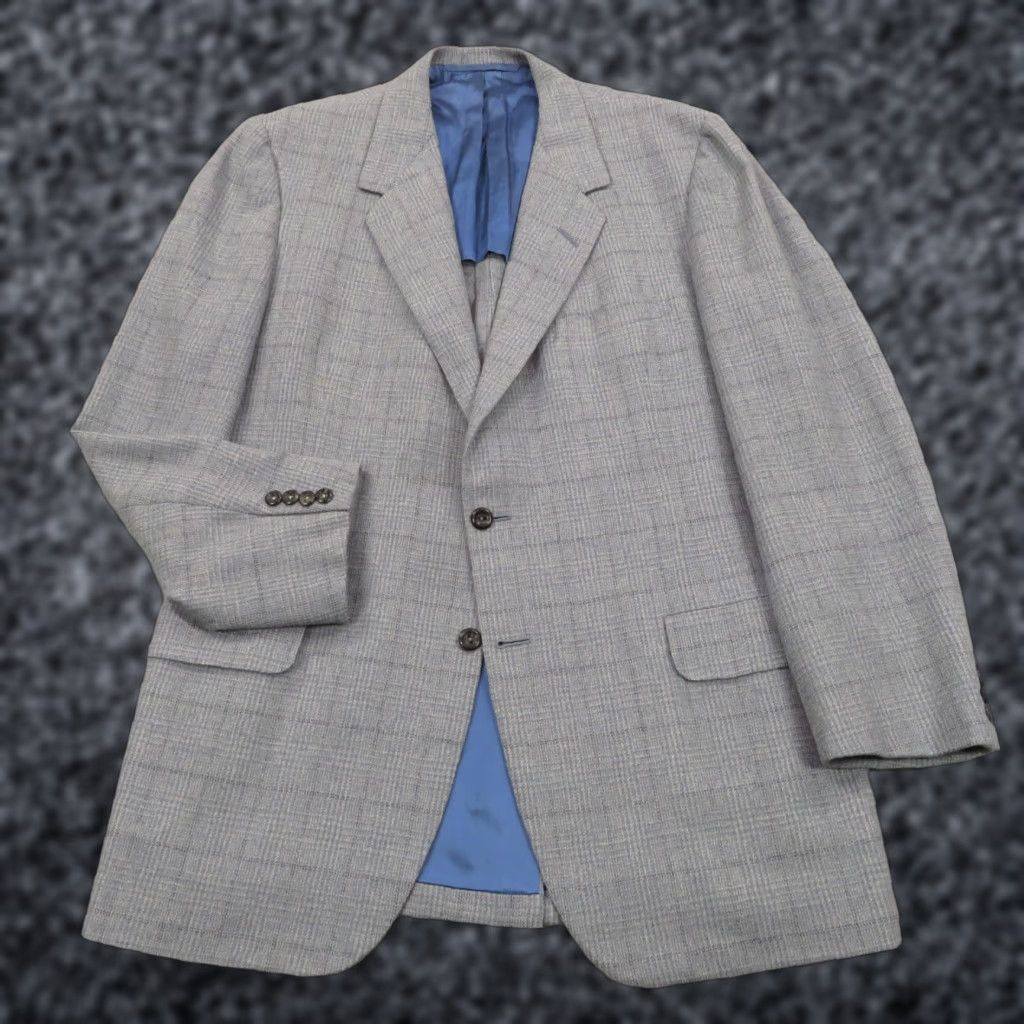 Vintage Oxxford Clothes Blazer Sport Coat Jacket Mens 44L Wool Windowpane Size 44R - 1 Thumbnail