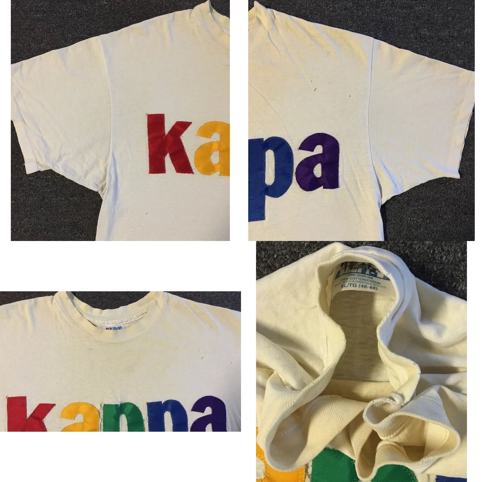 Kappa VINTAGE Kappa Thrashed Faded Distress Shirt XL White Men T-Shirt 90s College Fraternity Grunge Punk Graphic Tee Cap/Frat USA Made Single Stitch Size US XL / EU 56 / 4 - 9 Thumbnail