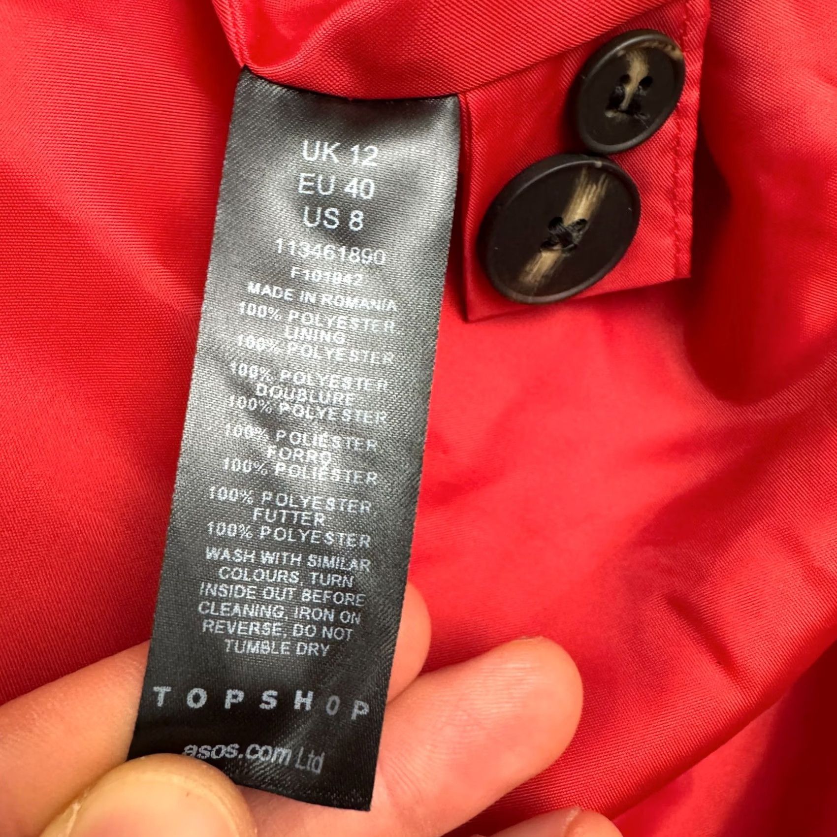 Topshop Topshop Blazer Jacket Womens 8 Red Notched Lapel Single Breasted Career Work NWT VINTAGE? Size M / US 6-8 / IT 42-44 - 6 Thumbnail