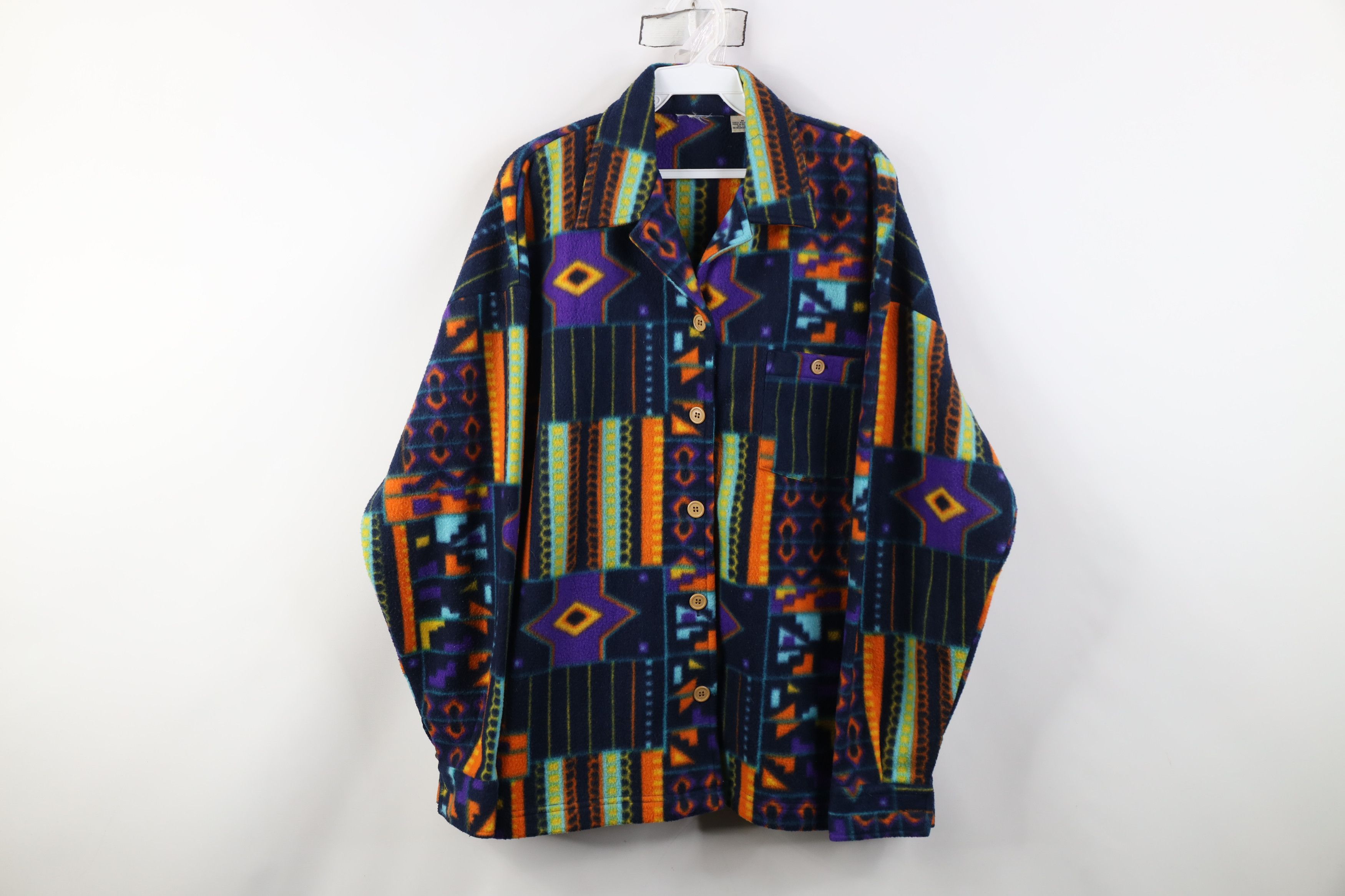 Vintage Vintage 90s Streetwear Southwestern Fleece Shirt Jacket Size M / US 6-8 / IT 42-44 - 1 Thumbnail