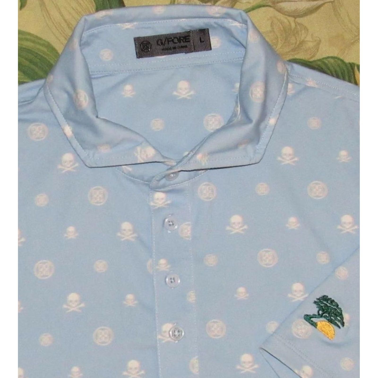 Vintage GFORE Skull & Crossbone Short Sleeve Performance Polo Shirt Large Mens Size US L / EU 52-54 / 3 - 2 Thumbnail