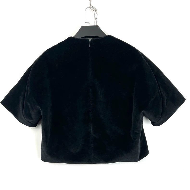 Balenciaga Black Velvet Short Sleeve Embroidered Top-2505 Size M / US 6-8 / IT 42-44 - 2 Thumbnail