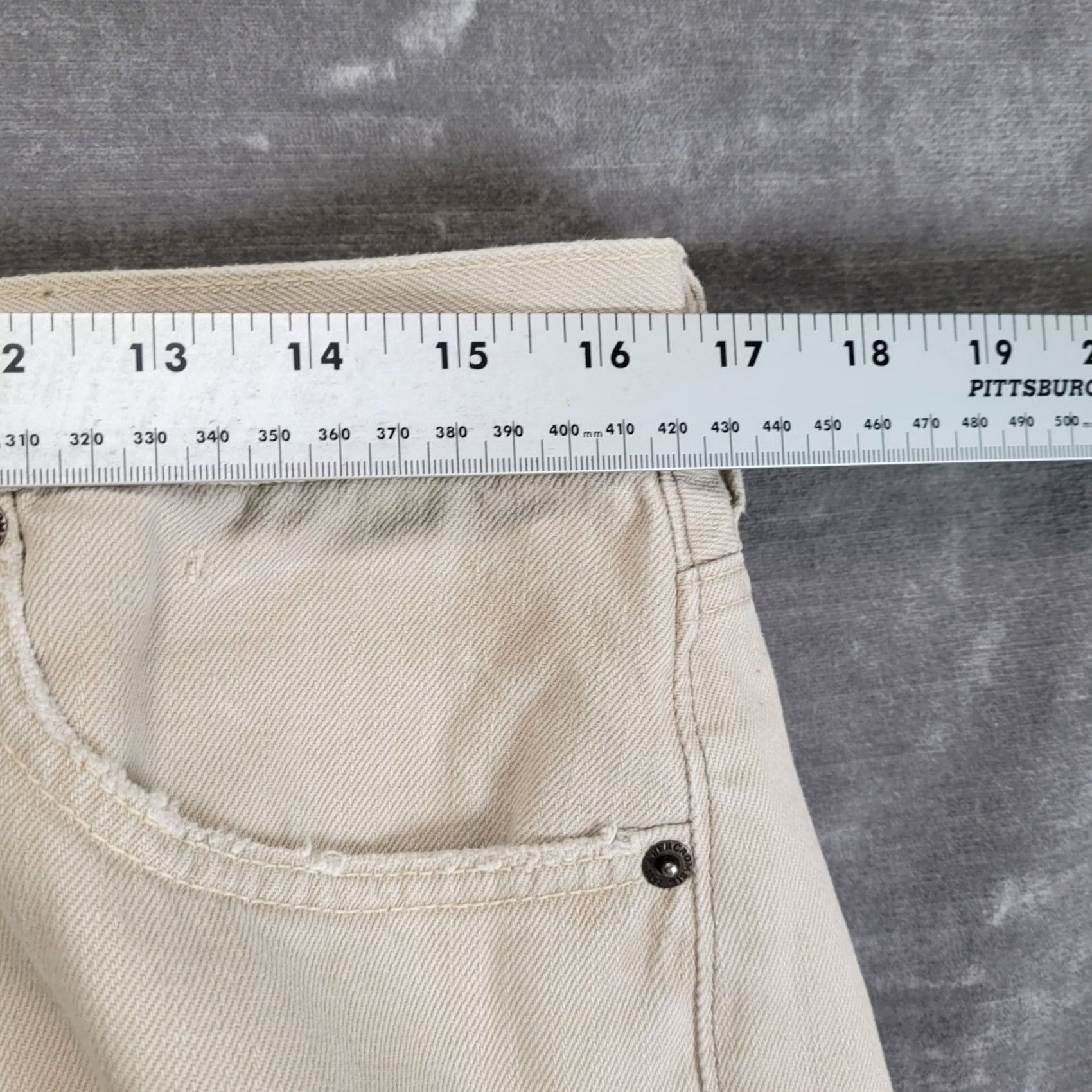 Abercrombie & Fitch Abercrombie & Fitch Jeans Mens Distressed Heavyweight Tan Khaki 32x31 5-Pocket Denim Straight Relaxed 32 Beige 90s Vintage Style Mens Size US 32 / EU 48 - 7 Thumbnail