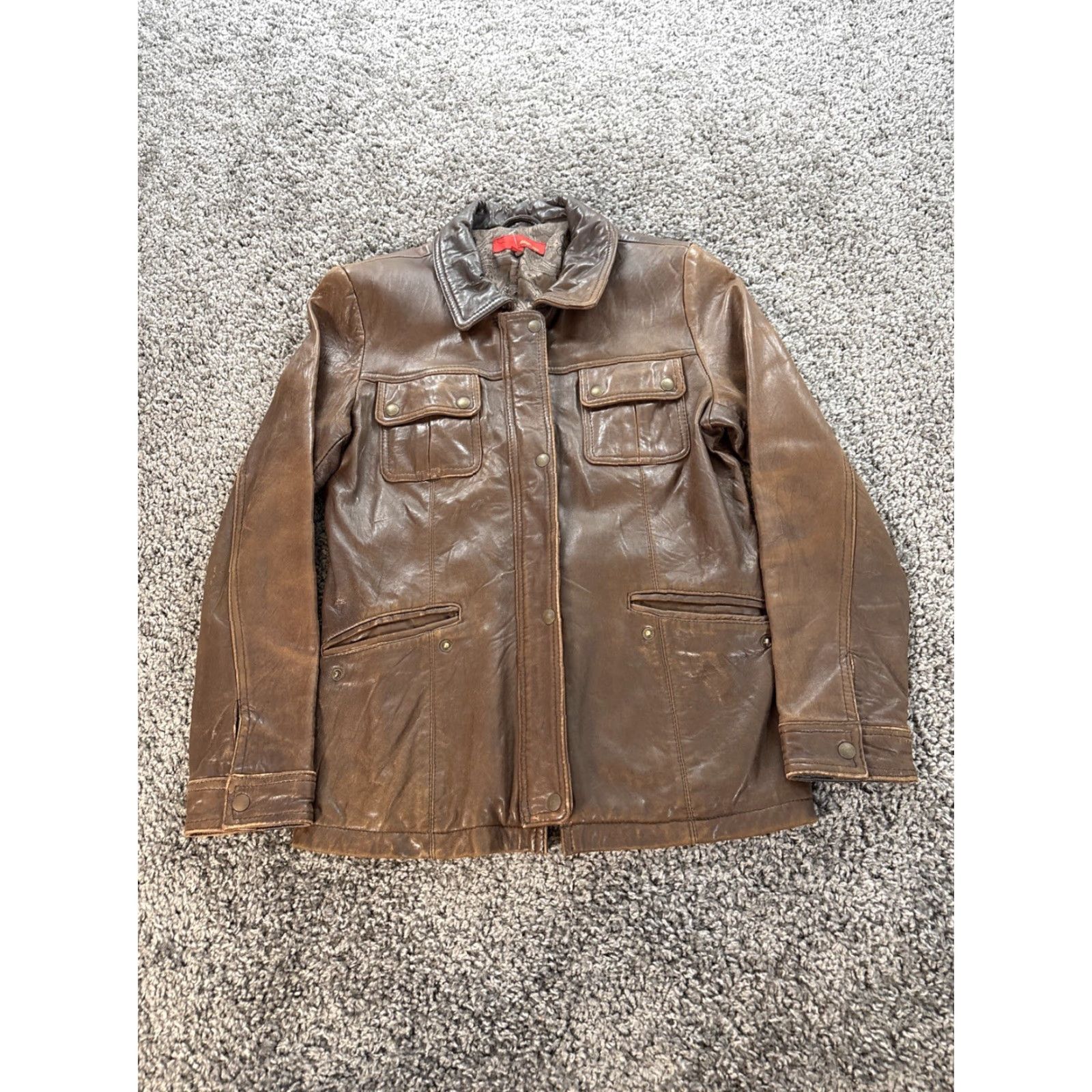 CHOCOOLATE VINTAGE Max USA Leather Jacket Mens M Brown 90s Full Zip Pocket Overcoat Leather Mens M Brown 90s Size US M / EU 48-50 / 2 - 2 Thumbnail