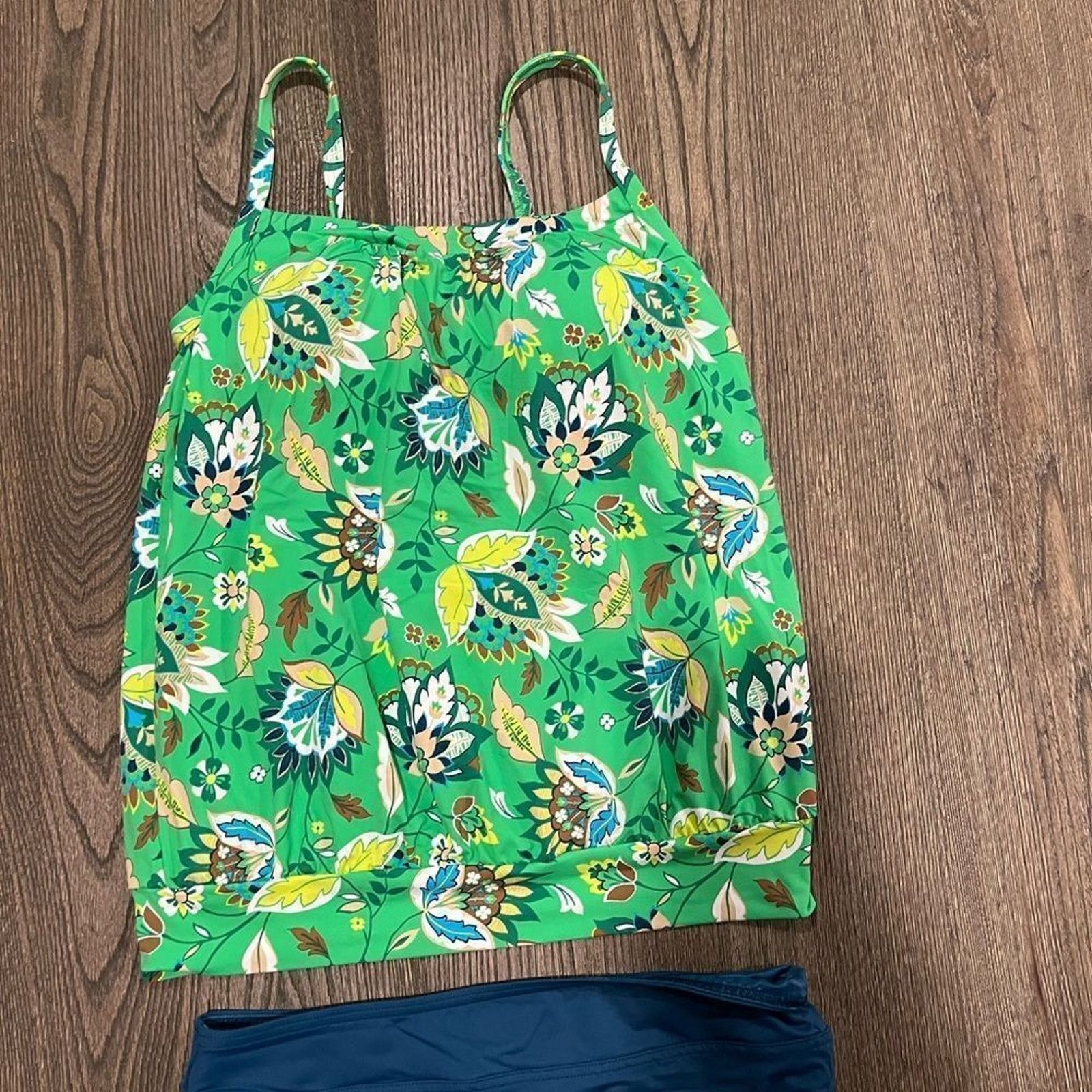 Vintage Lands End Bathing Suit Tankini Floral Tank Padded Size 4/6 Size ONE SIZE - 3 Thumbnail
