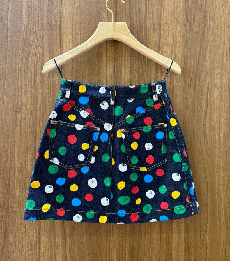 Louis Vuitton Louis Vuitton Yayoi Kusama co-branded polka-dot denim skir Size 33" - 2 Thumbnail