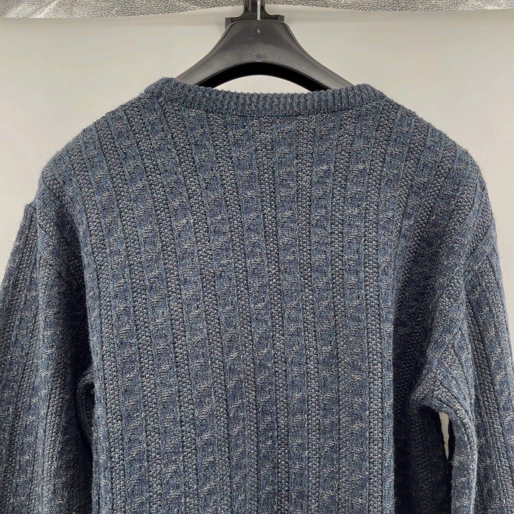 River Island VTG River Island Textured Knit Sweater Men Lg Tall Blue Gray Acrylic Crew Neck Size US L / EU 52-54 / 3 - 2 Thumbnail