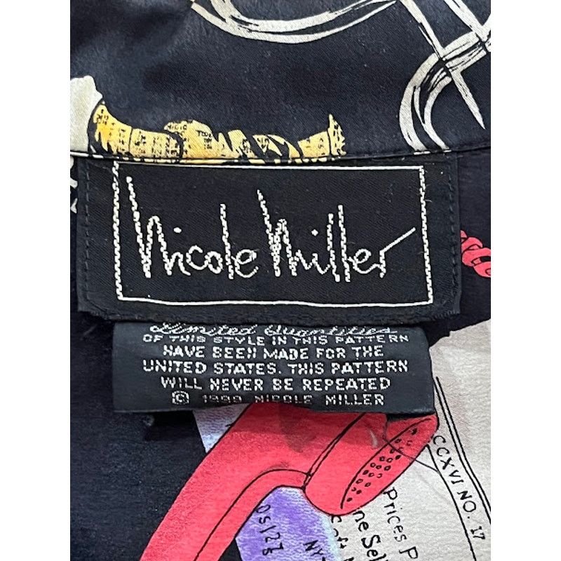 Nicole Miller × Vintage VTG 90s Nicole Miller Shirt Silk Wall Street Journal Sz L Size US L / EU 52-54 / 3 - 3 Thumbnail