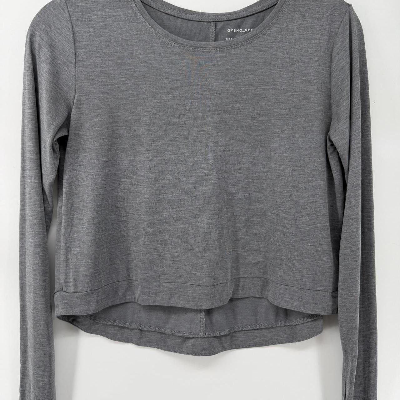 Other Oysho Sport Gray Cropped Long Sleeve Yoga Top Thumbholes S Size S / US 4 / IT 40 - 1 Thumbnail