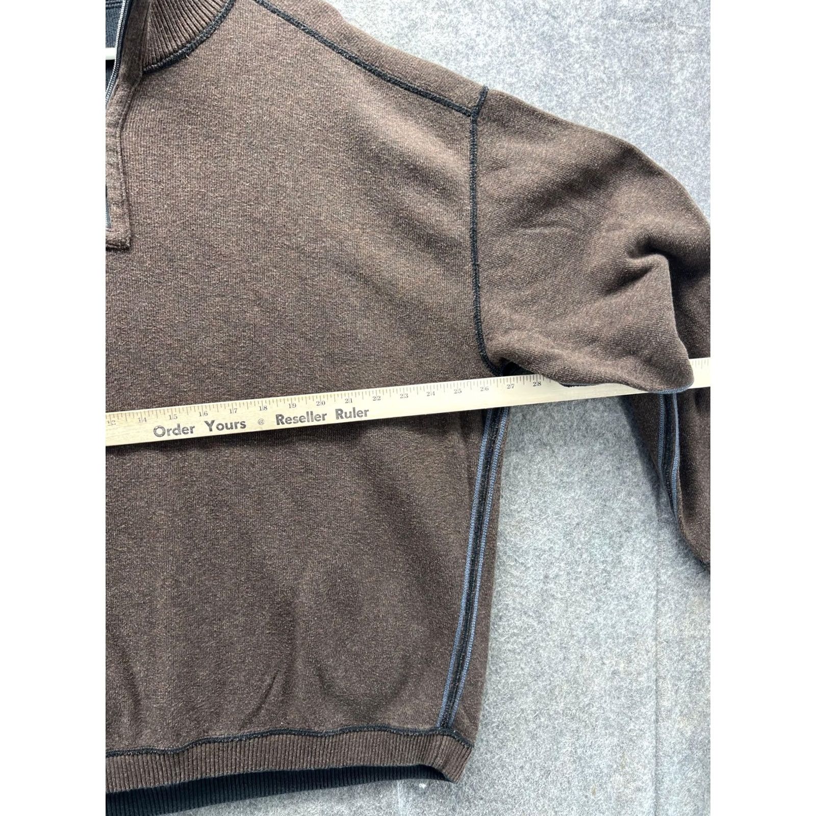 Tommy Bahama Tommy Bahama Sweater Mens XL Brown Black 1/4 Zip Reversible Knit Pullover Size US XL / EU 56 / 4 - 2 Thumbnail
