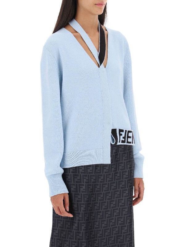 Fendi o1s1wg110825 Cardigan in Light Blue Size L / US 10 / IT 46 - 2 Thumbnail