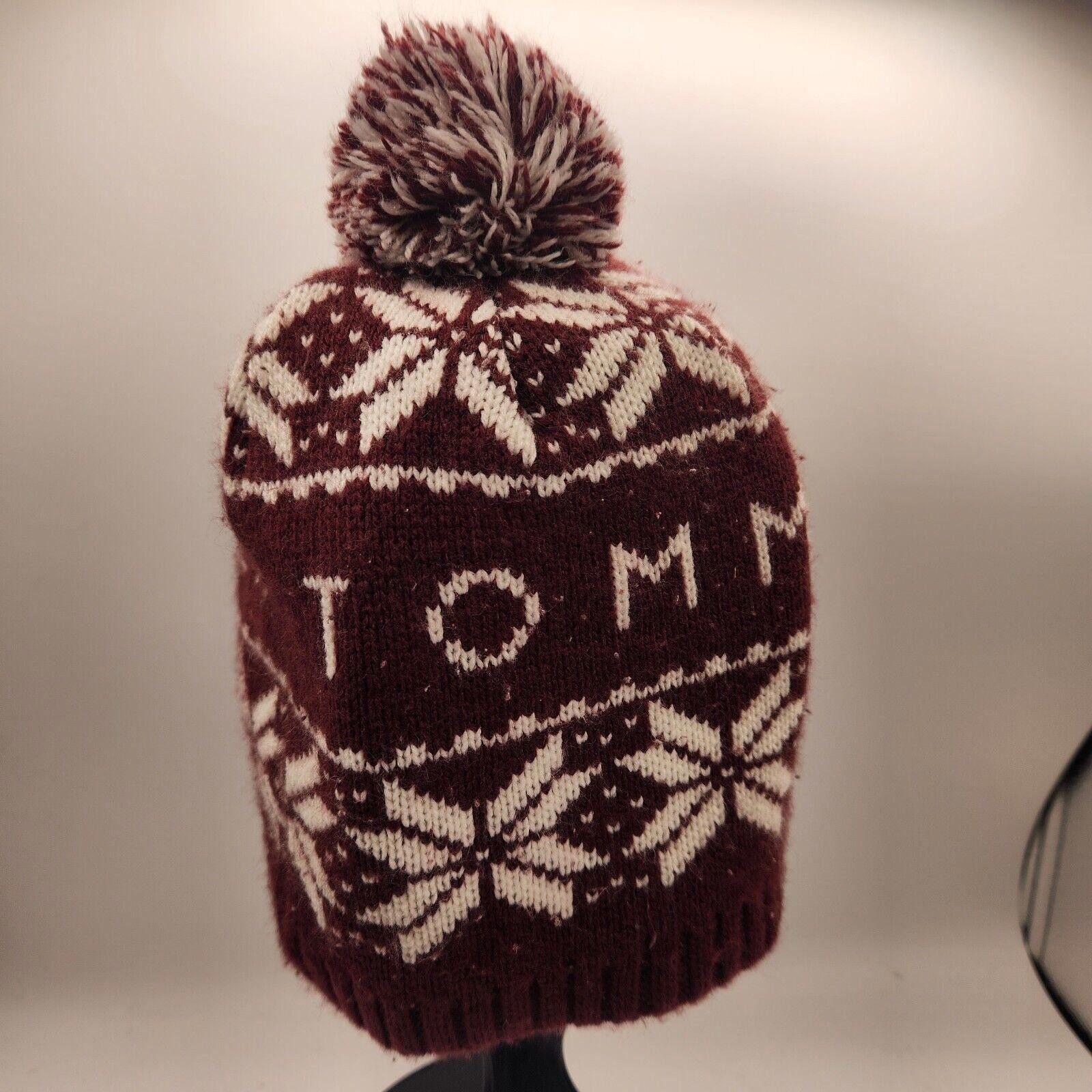 Tommy Hilfiger Tommy Hilfiger Knit Pom Beanie Maroon Unisex Size ONE SIZE - 1 Thumbnail