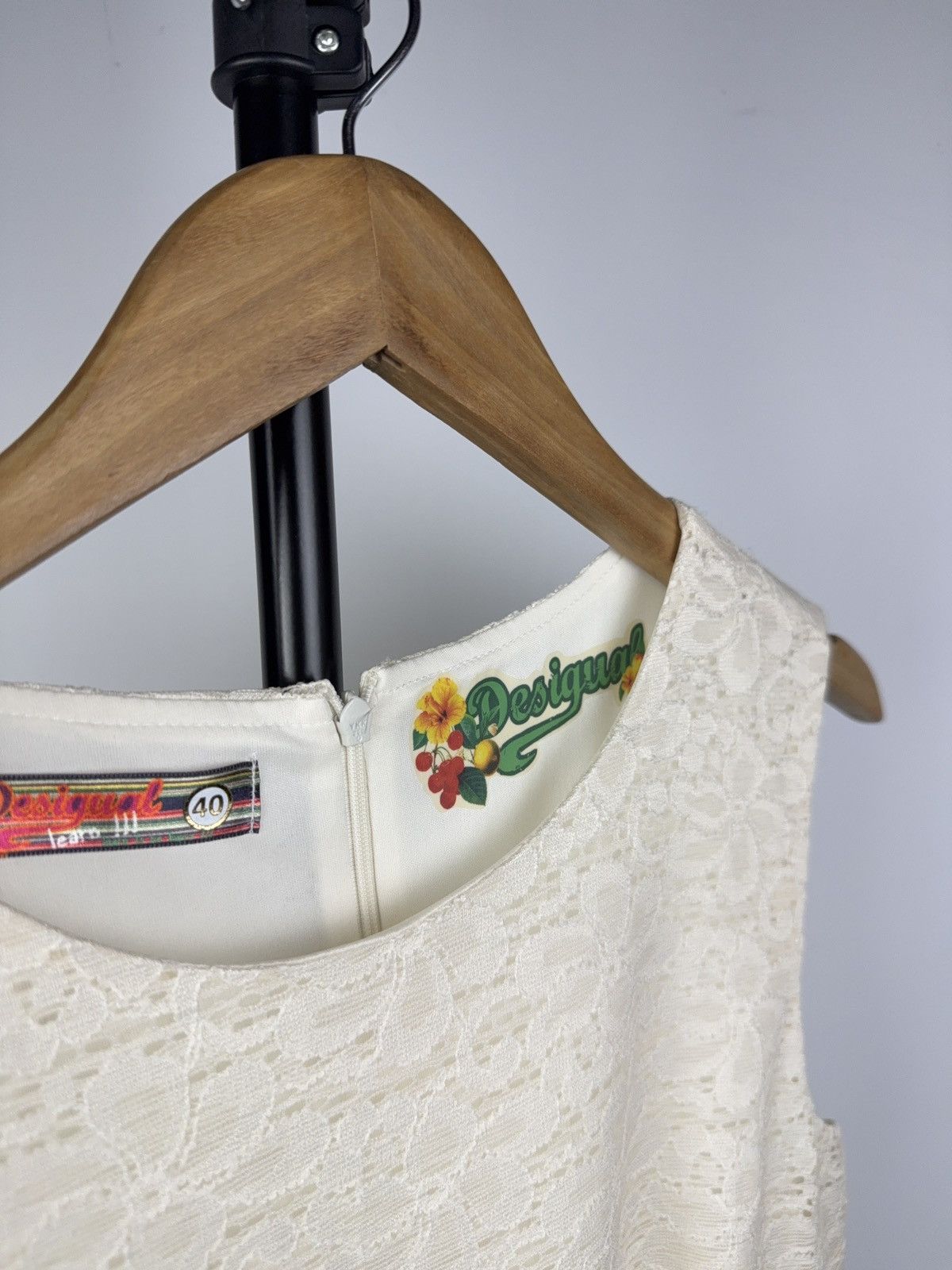 Desigual Retro Y2K Desigual Floral Lace Dress Ivory Boho Art Style 40 Size M / US 6-8 / IT 42-44 - 4 Thumbnail