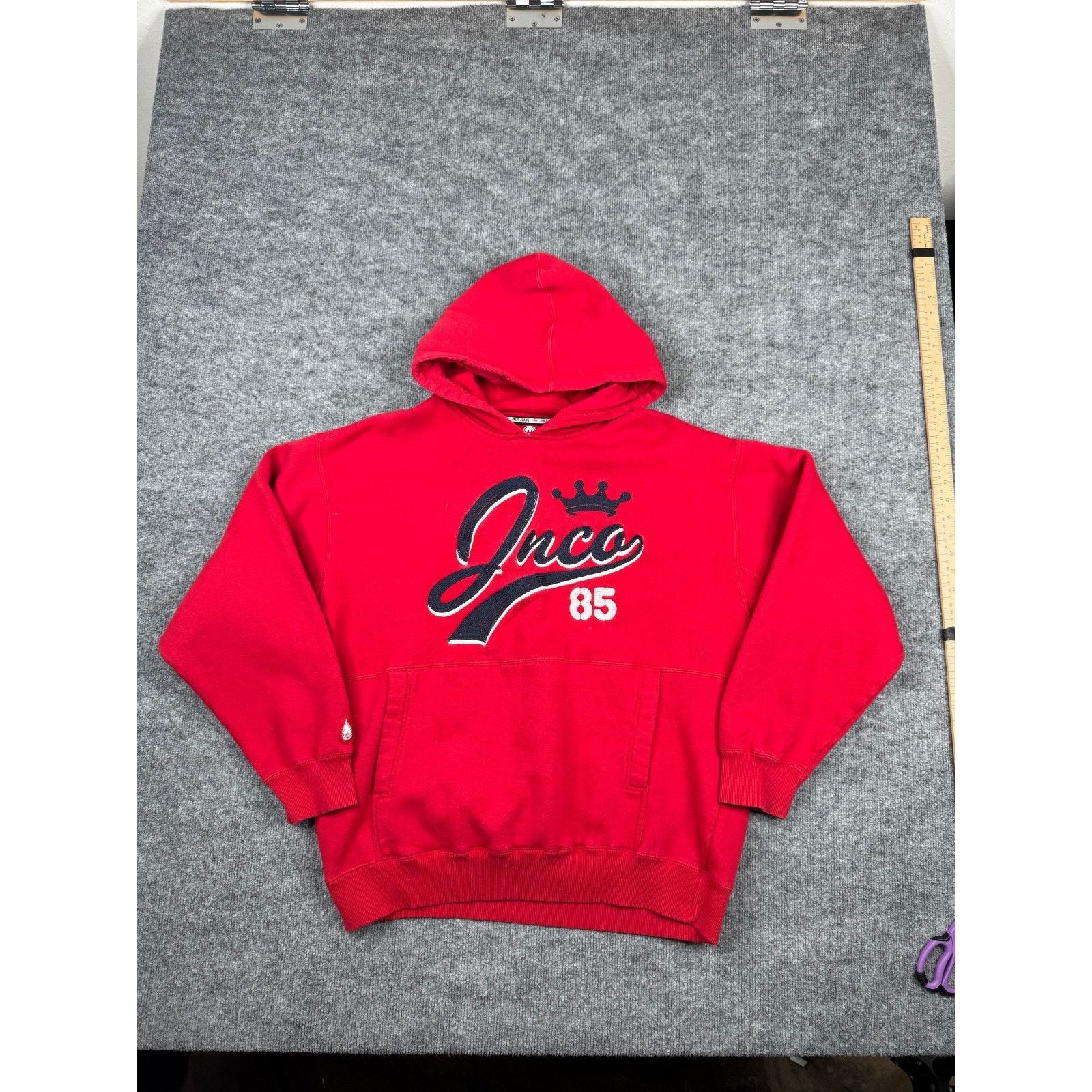JNCO Vtg JNCO Jeans Red Hoodie XXL 85 Crown Logo Made in Russia Size US XXL / EU 58 / 5 - 19 Thumbnail