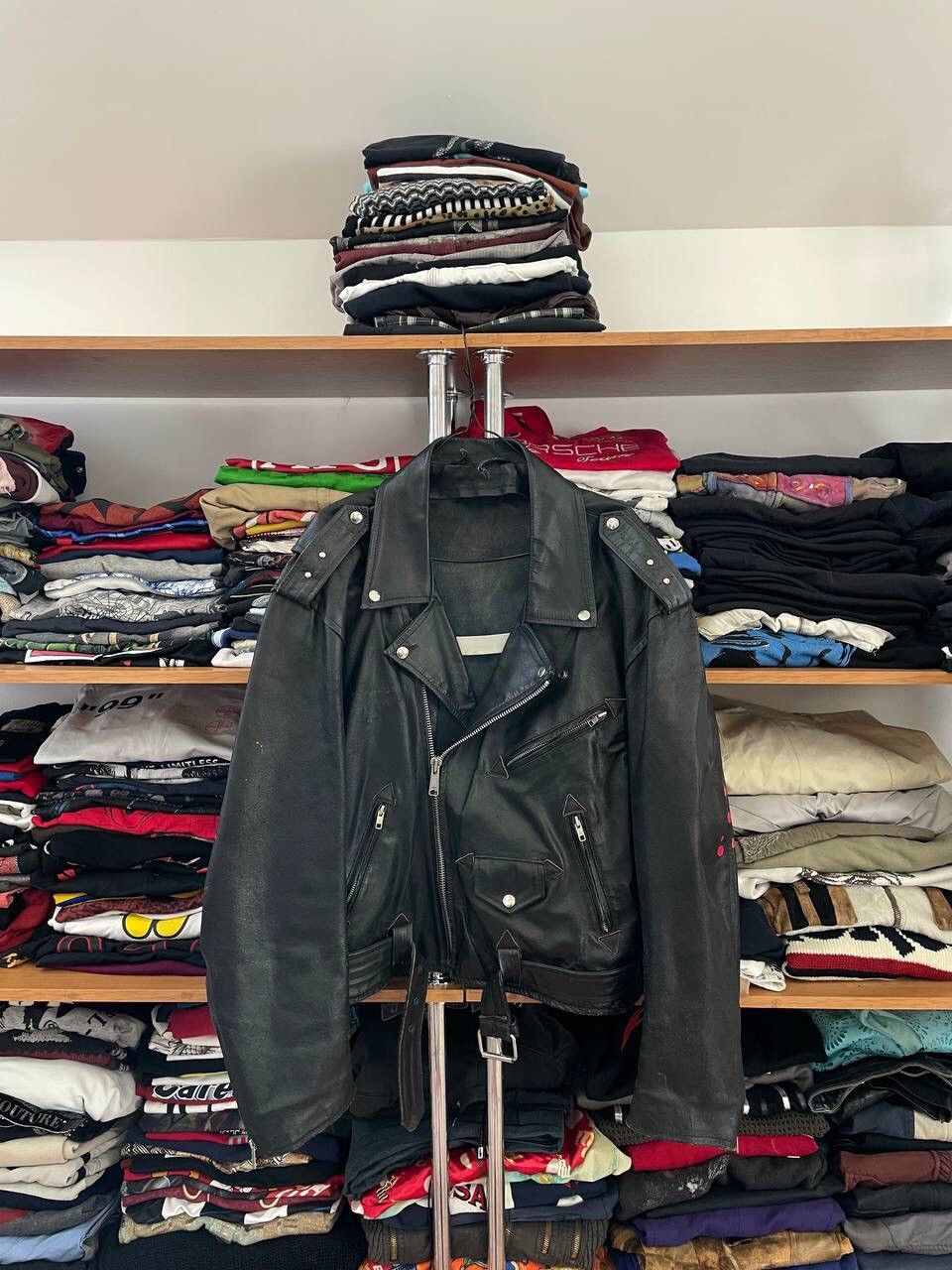 vintage heavy italian leather Y2k motorcycle jacket