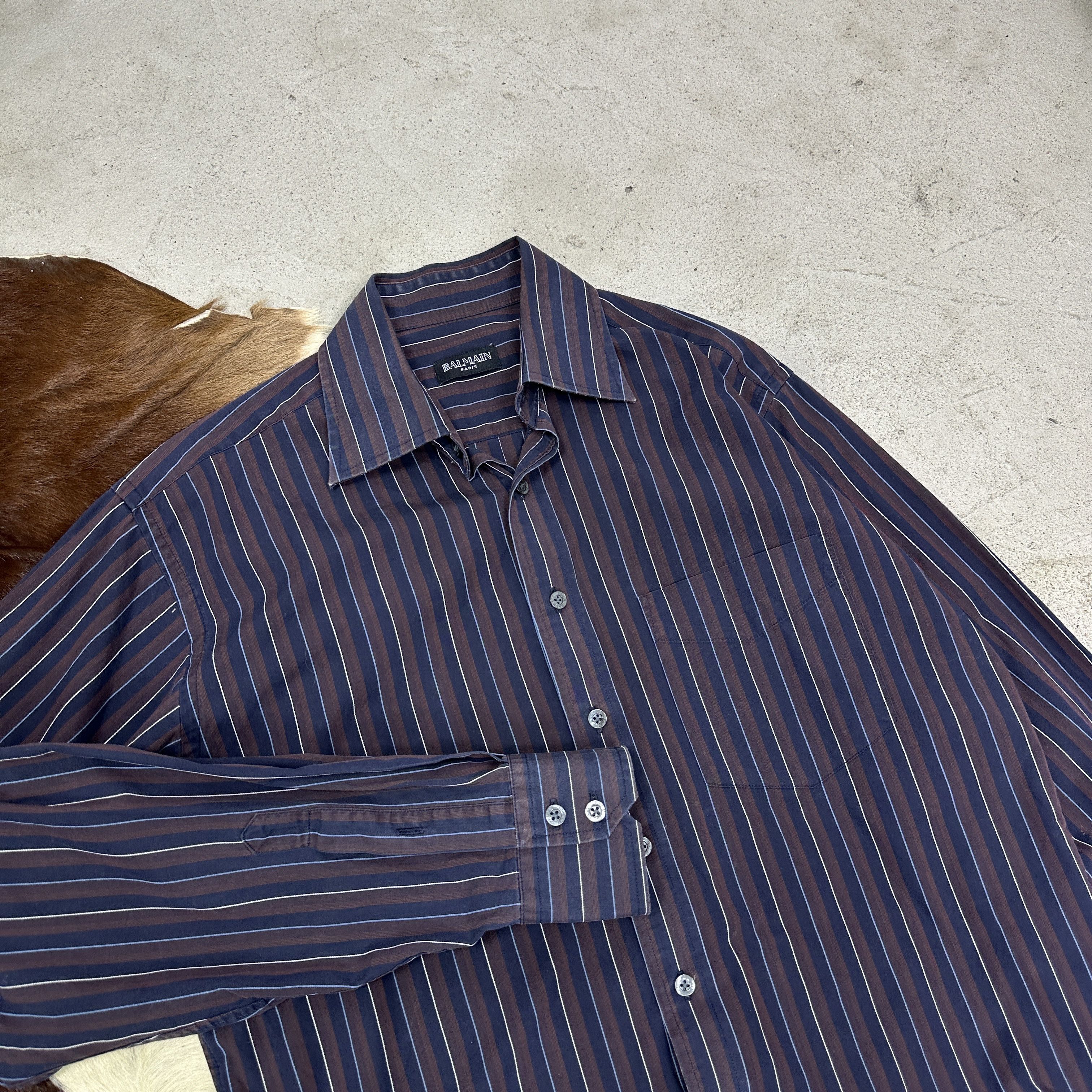 Balmain Vintage Striped Casual Elegant Formal Balmain Shirt 00s Size US M / EU 48-50 / 2 - 3 Thumbnail