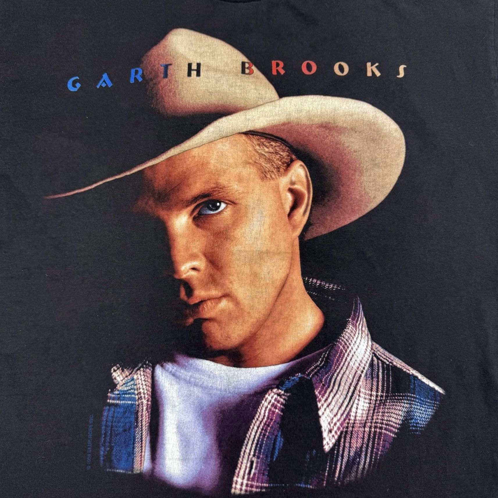 Hanes VINTAGE Garth Brooks T Shirt Adult Large Black 90s Hanes Crew Neck Short Sleeve Mens Band T-Shirt Size US L / EU 52-54 / 3 - 2 Thumbnail