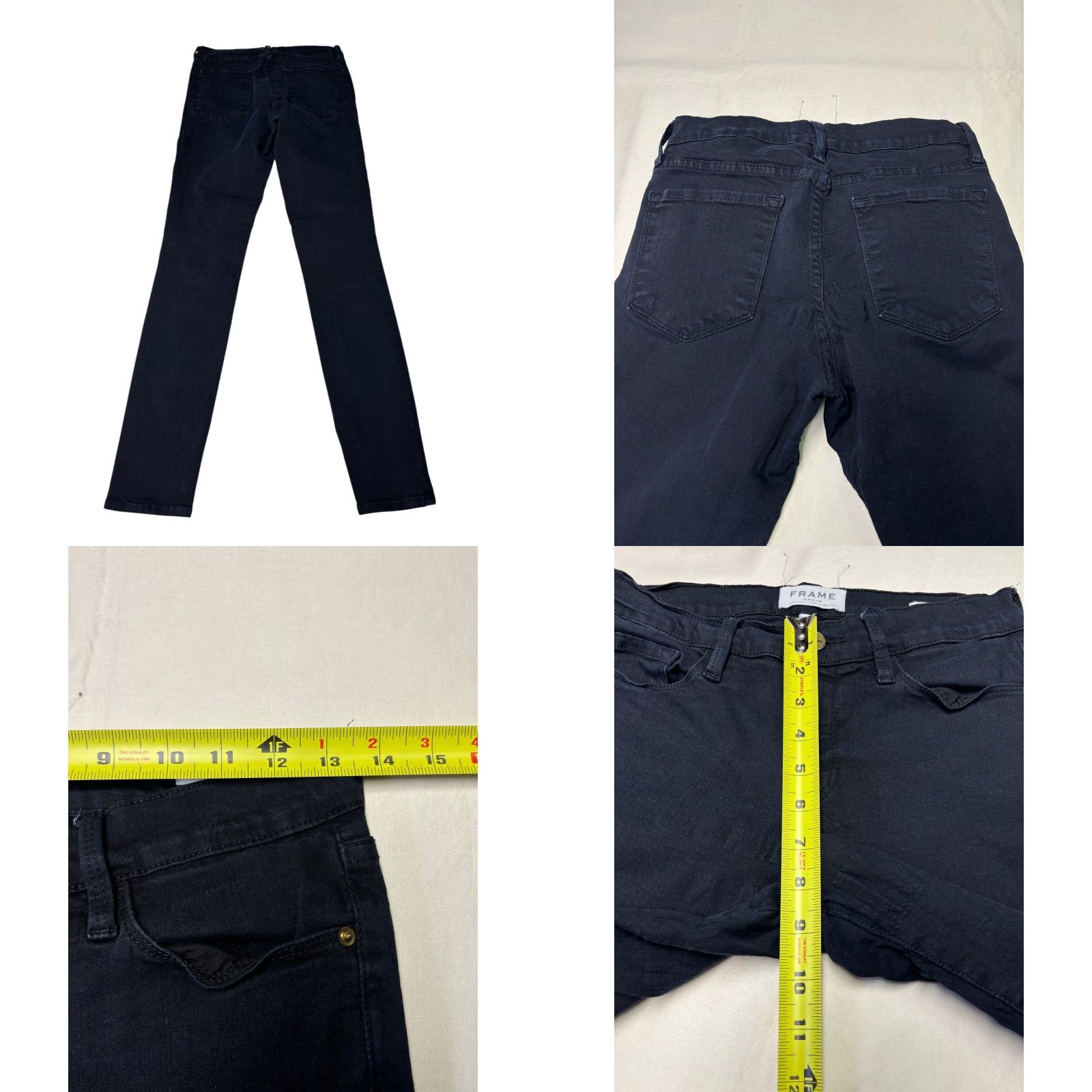 Frame FRAME Le Skinny de Jeanne Film Noir Skinny Jeans Women 27X28 Dark Wash Denim Slim Pockets Zipper Button 5-Pocket Classic FRAME Denim Womens Jeans Size 27" / US 4 / IT 40 - 8 Thumbnail