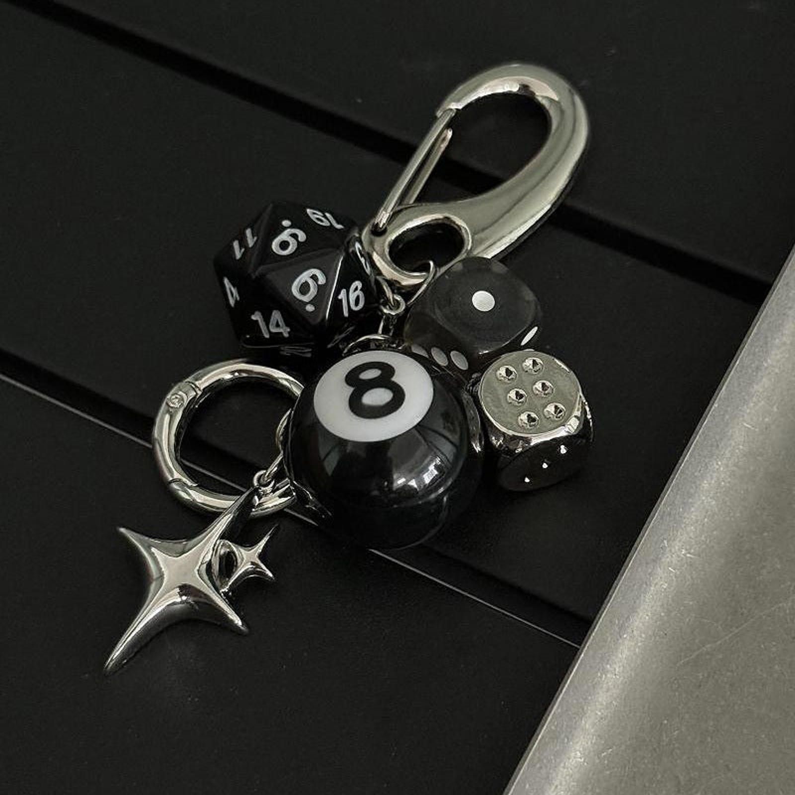 Jewelry "Black 8" Dice & Star Charm Keychain Size ONE SIZE - 1 Thumbnail