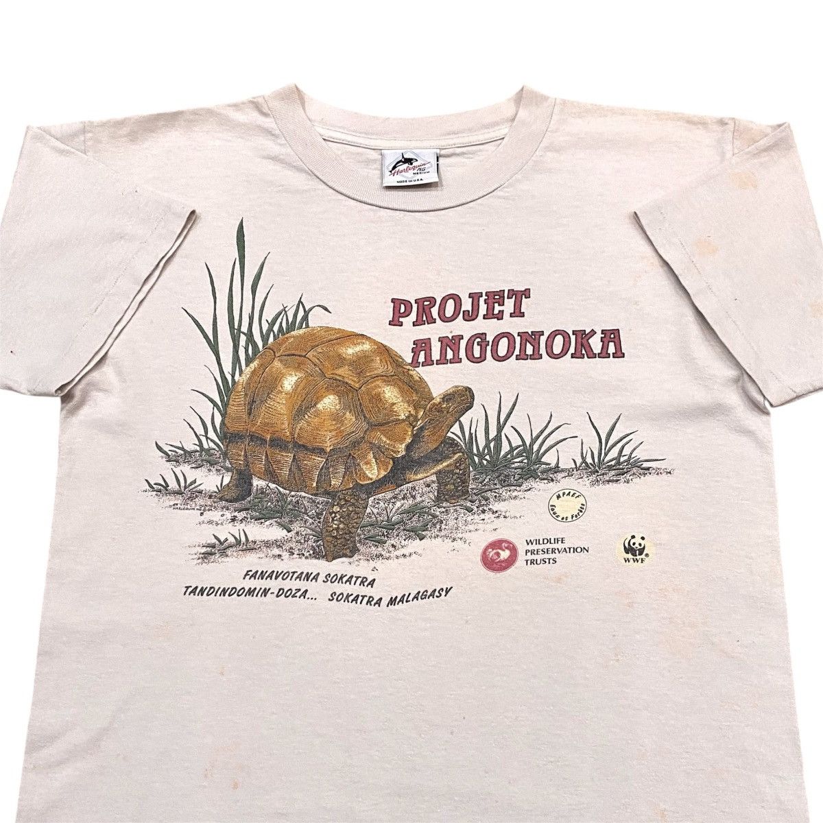 Habitat Vintage 90s World Wildlife Fund WWF Projet Angonoka Tshirt Size US S / EU 44-46 / 1 - 2 Thumbnail