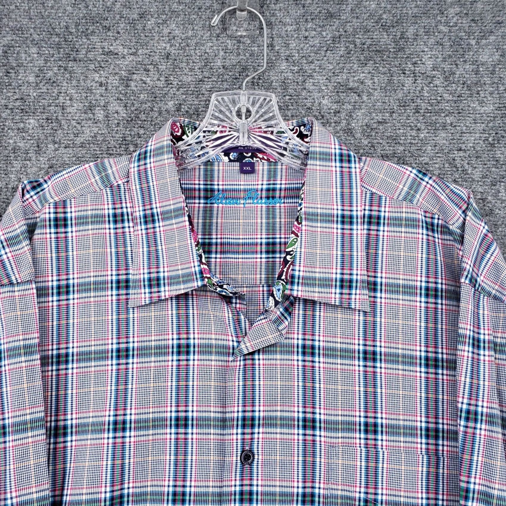 Vintage Alan Flusser Shirt Mens 2XL Blue Button Plaid Long Sleeve One Pocket Size US XXL / EU 58 / 5 - 3 Thumbnail