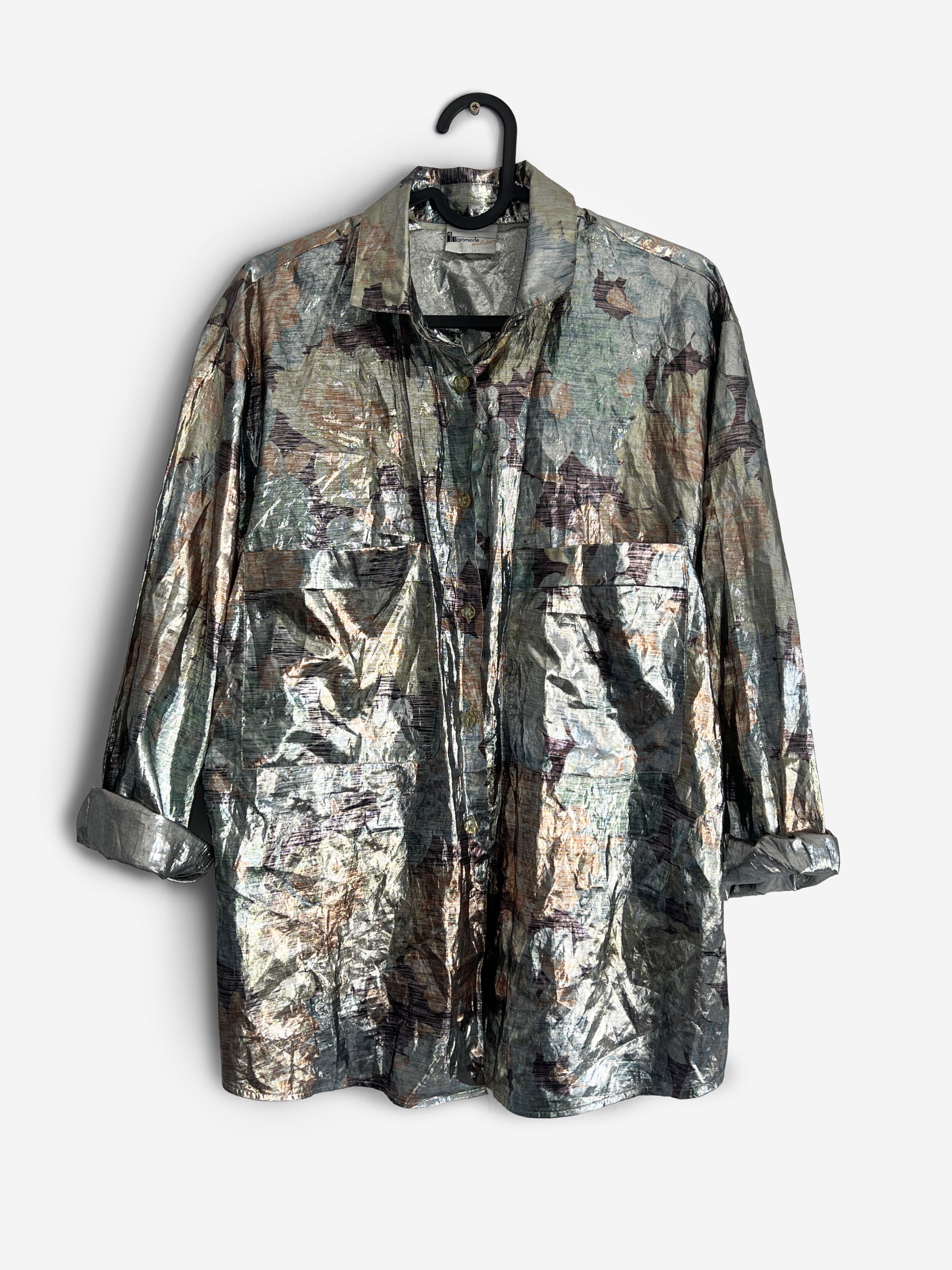 Vintage Metallic shiny silver gold shirt vintage unisex Size US L / EU 52-54 / 3 - 1 Thumbnail