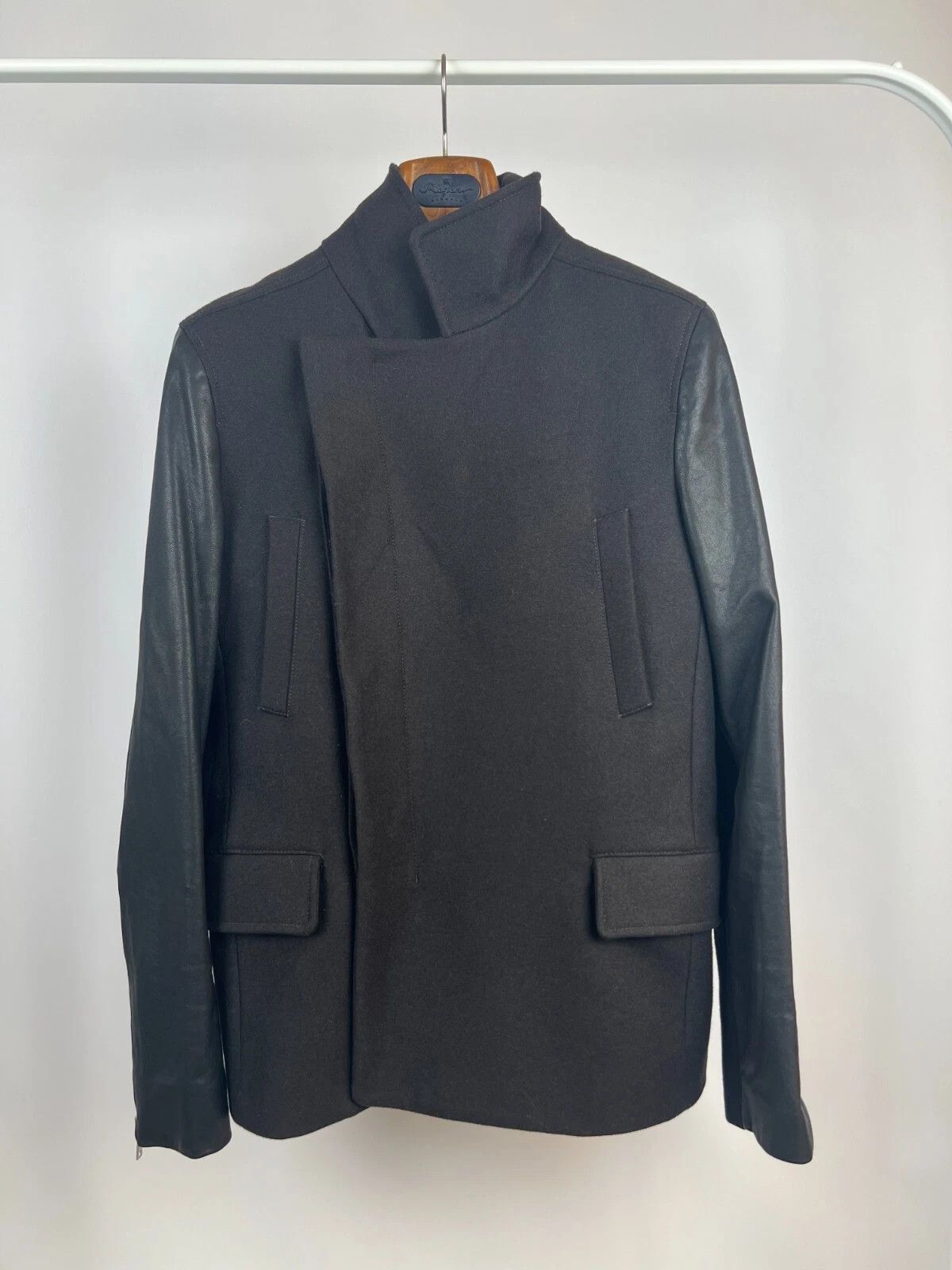 Allsaints Allsaints Wool Leather Dark Brown Major Pea Coat Jacket Size US M / EU 48-50 / 2 - 4 Thumbnail