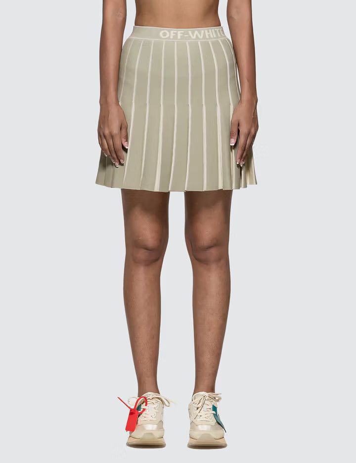 Off-White o1y1225 Logo Mini Skirt in Light Green/White Size 27" / US 4 / IT 40 - 1 Thumbnail