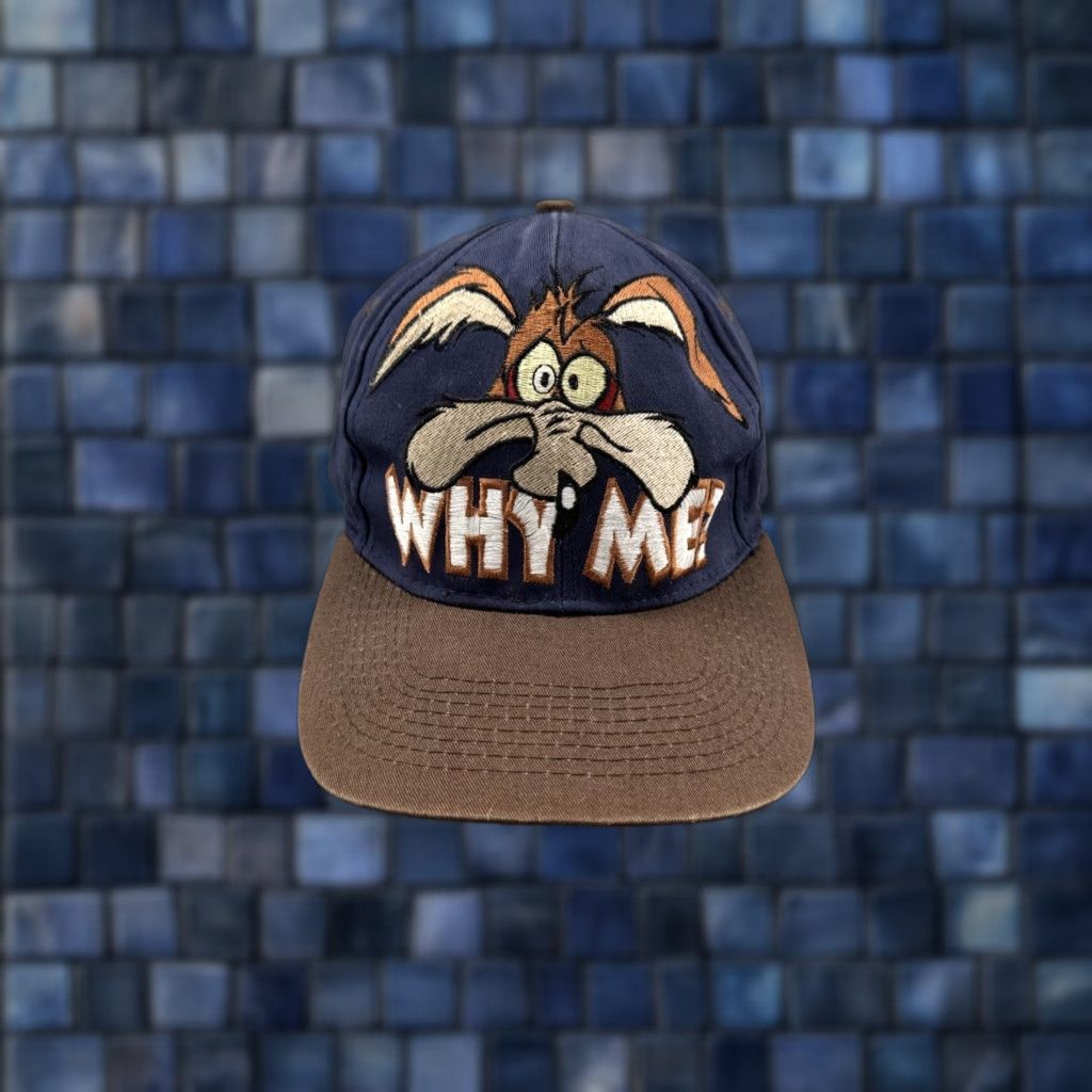 Vintage VINTAGE Wile E. Coyote Why Me Snapback Embroidered Branded Looney Tunes Tan Blue Hat Men One Size Black Style Snapback Size ONE SIZE - 1 Thumbnail