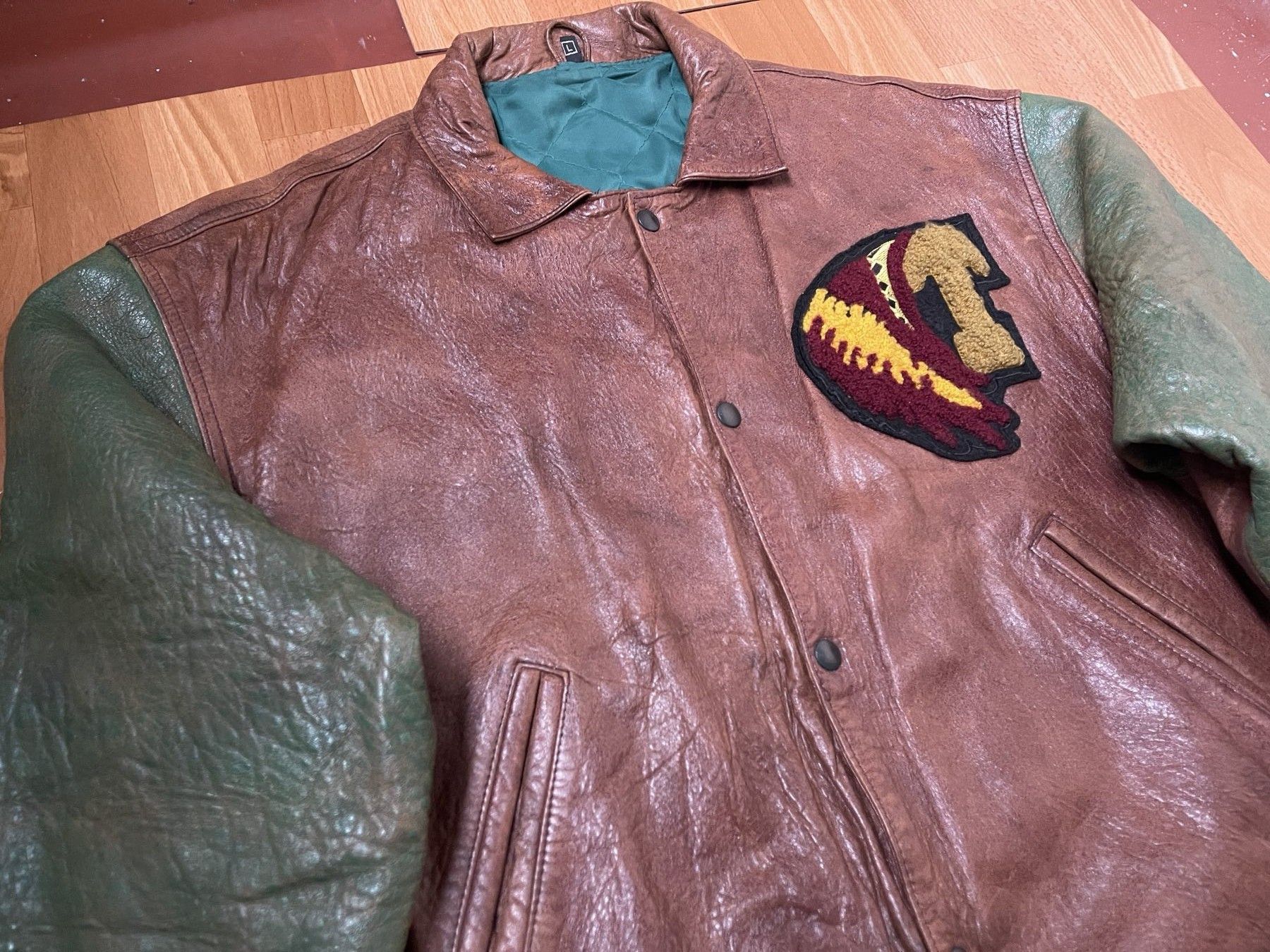 Troop Troop Suquamish leather jacket, Indian vintage varsity 90s L Size US L / EU 52-54 / 3 - 9 Thumbnail