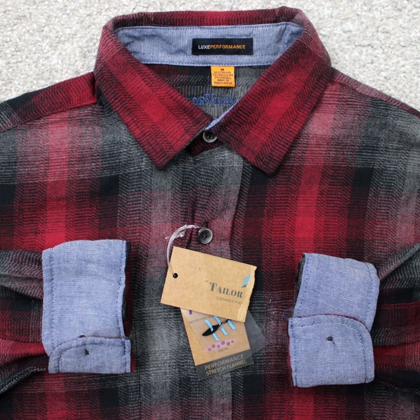 Vintage Tailor Vintage Button-Up Shirt Mens Medium Red/Black Plaid Cotton Lightweight L/S NWT Casual Workwear Size US M / EU 48-50 / 2 - 2 Thumbnail