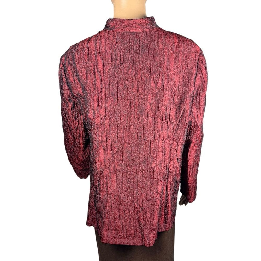 Coldwater Creek Coldwater Creek Red Crinkle Open Front Jacket Size L Petite Size L / US 10 / IT 46 - 3 Thumbnail