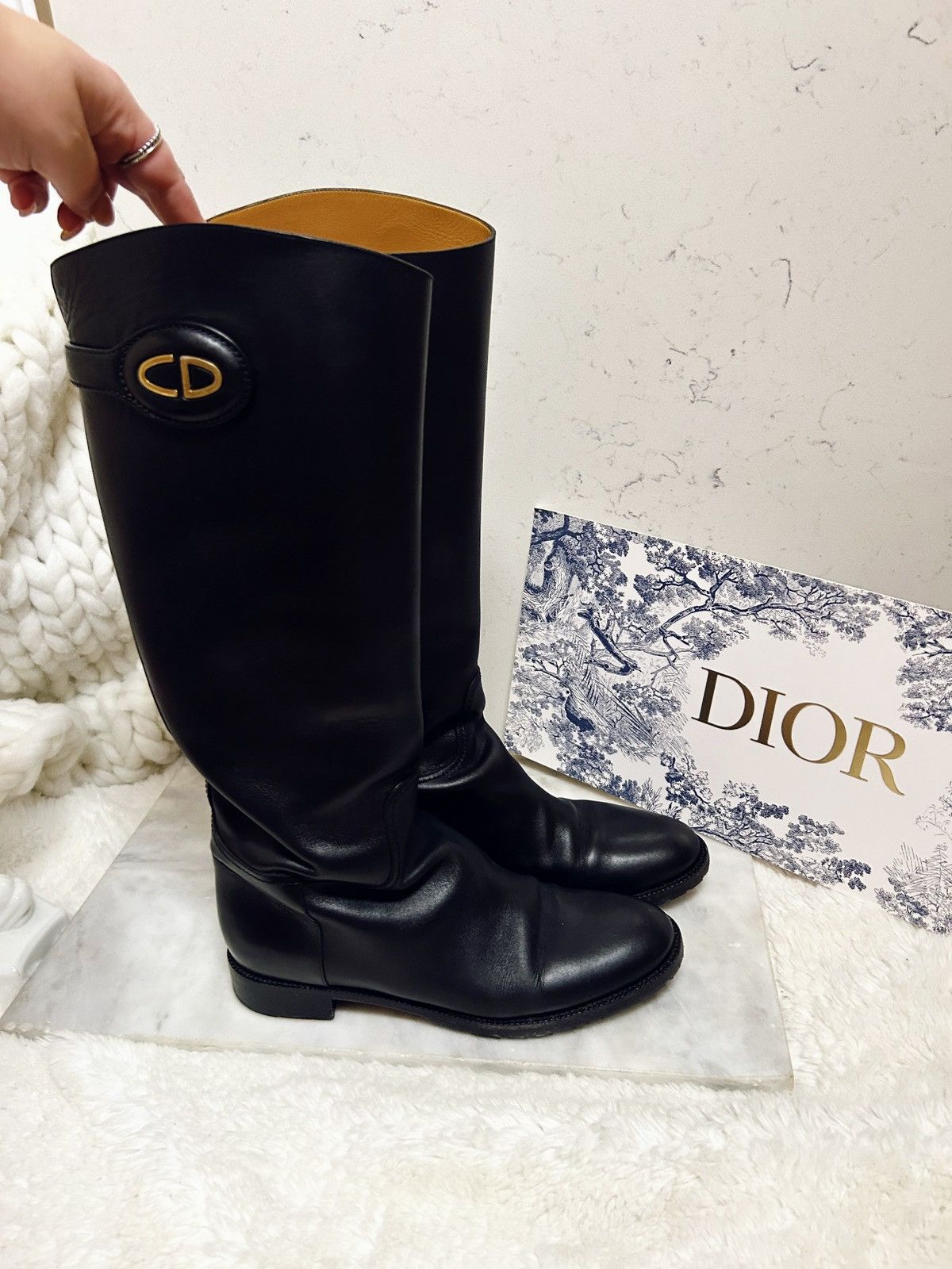 Dior Authentic Dior Black Diorable Leather Riding Knee High Boots Size US 9 / IT 39 - 9 Thumbnail