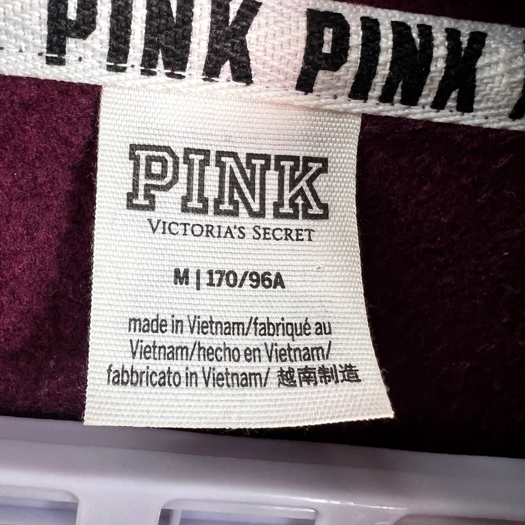 Victoria's Secret VS Pink Sweatshirt Hodded Women’s Size M Maroon Pink Striped Logo Embroidered Hooded Pullover All Seasons Activewear Rainbow Love Logo Womens VS PINK Size M / US 6-8 / IT 42-44 - 5 Thumbnail