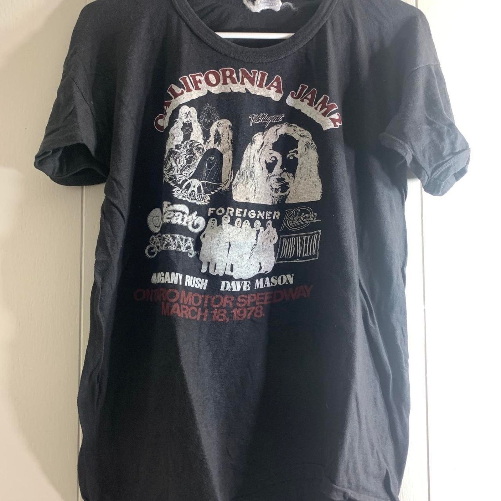 Vintage 1978 AEROSMITH TED NUGENT SANTANA California Jam 2 tee shirt Size US XL / EU 56 / 4 - 3 Thumbnail