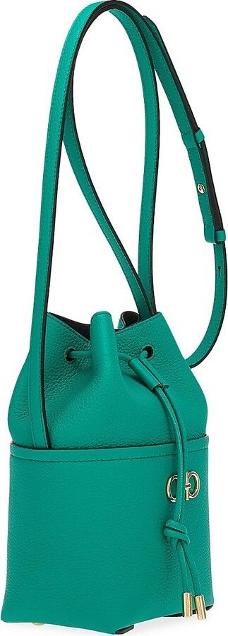 Salvatore Ferragamo o1s1rm0924 Size: OS / Mini Leather Bucket Bag in Dark Green Size ONE SIZE - 3 Thumbnail