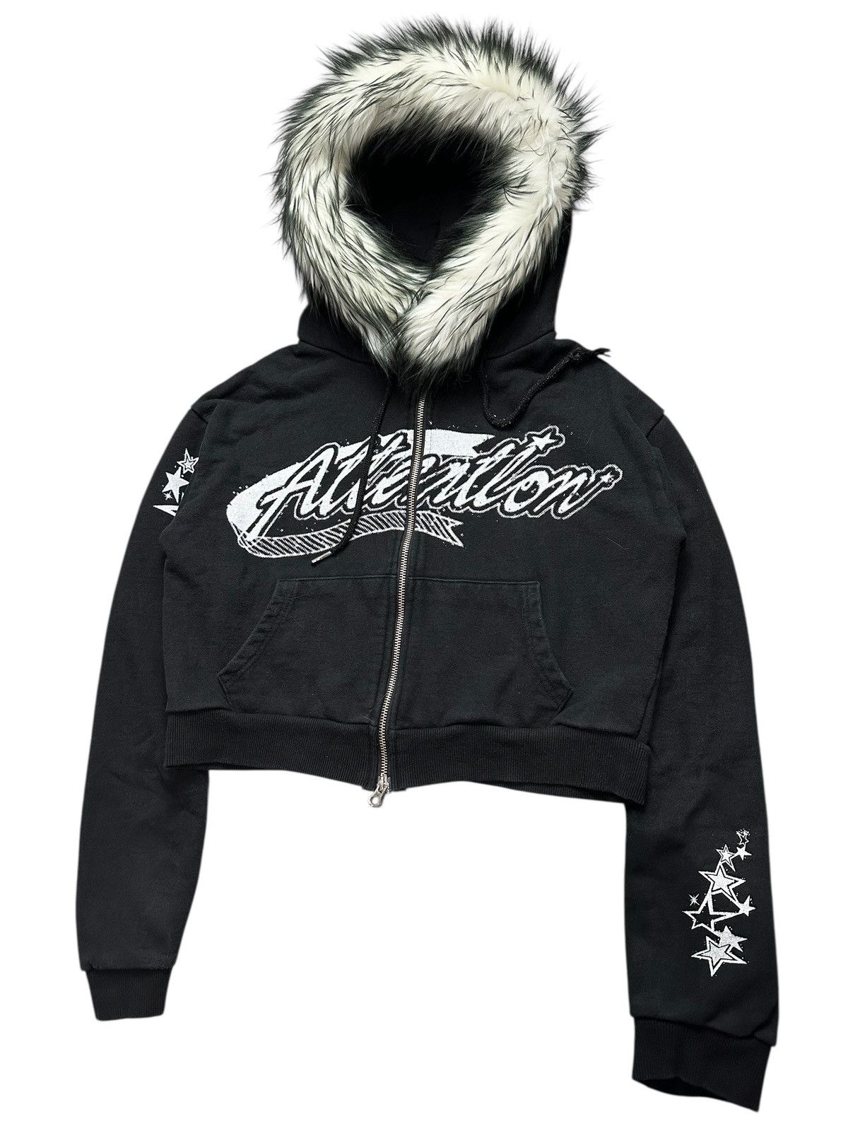 20471120 ATTENTION SIX STAR CROPPED LGB STYLE FUR ZIP HOODIE Size M / US 6-8 / IT 42-44 - 4 Thumbnail