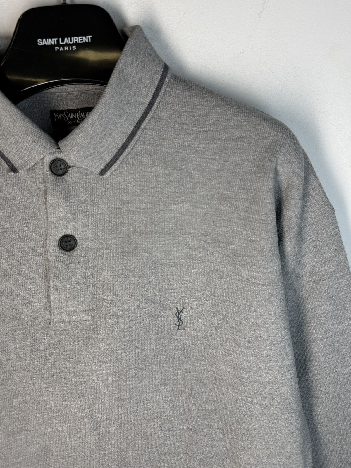 Yves Saint Laurent 90s YSL Sweatshirt 1/4 Grey Vintage Sweater Quarter Zip Size US M / EU 48-50 / 2 - 1 Thumbnail