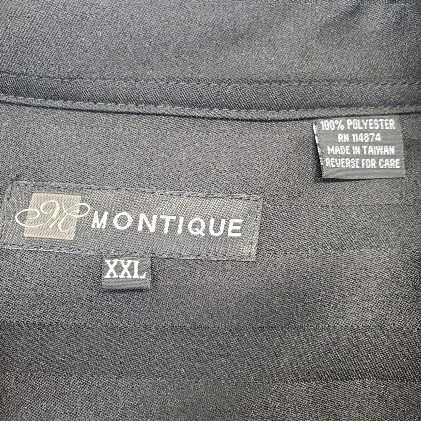 Vintage Montique Stripes Formal Shirt Mens XXL Black Collared Inside Button Up Size 48R - 6 Thumbnail