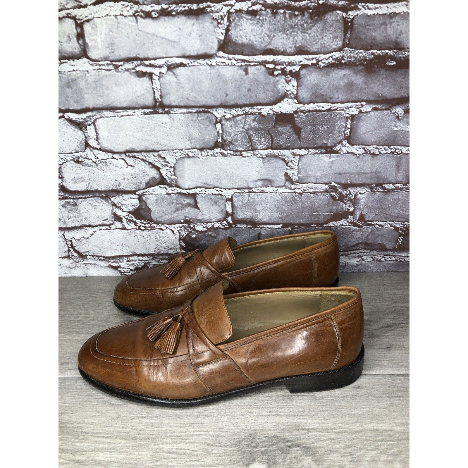 Johnston & Murphy Johnston & Murphy Brown Leather Tassel Loafers Dress Shoes M Size US 11 / EU 44 - 17 Thumbnail
