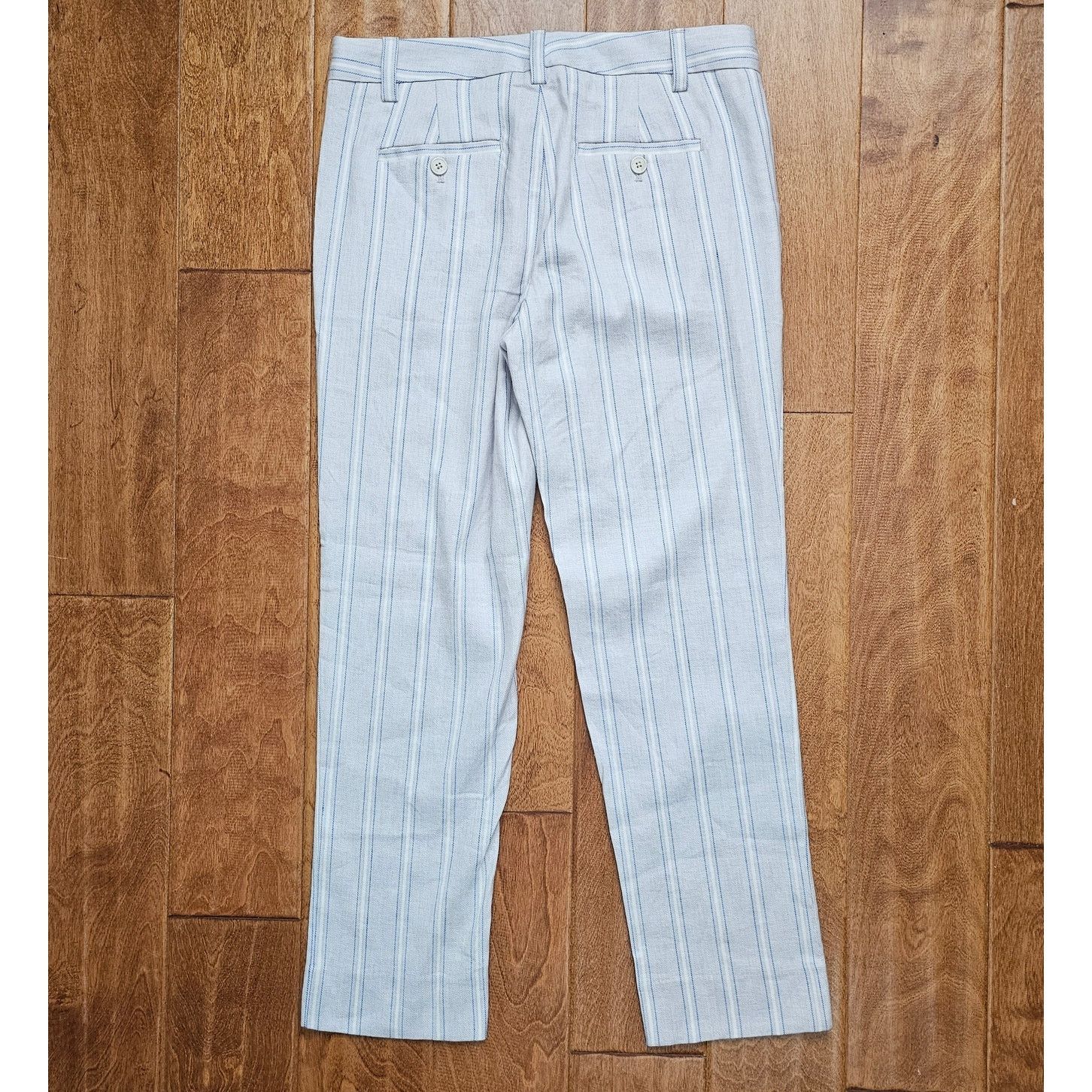 Banana Republic BANANA REPUBLIC AVERY Linen Cotton Striped Ankle Pants 4 Size 27" / US 4 / IT 40 - 2 Thumbnail