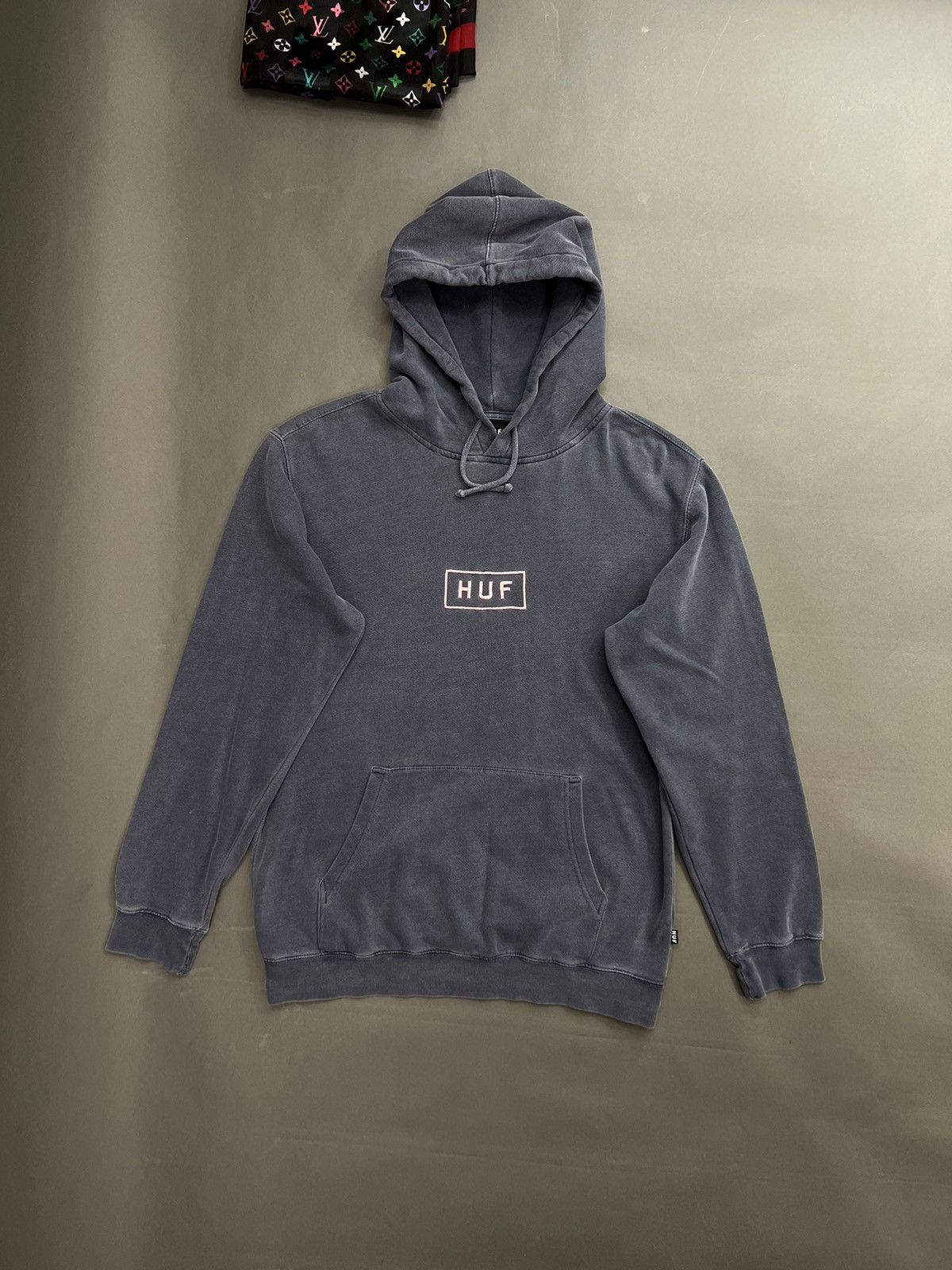 image of Early Y2K Vintage Huf Hoodie Pastel Matte Sun Faded Blue, Men's (Size Small)