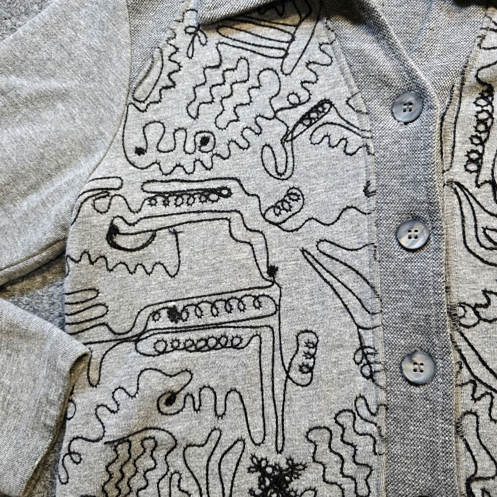 Vintage Parsley & Sage Cardigan Womens Size Small Gray Embroidered Button Front Casual Knit Top Size S / US 4 / IT 40 - 5 Thumbnail