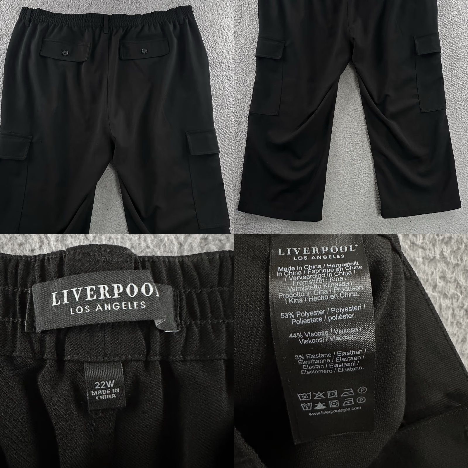 Vintage Liverpool Womens Pants Black Size 22W Cargo Wide Leg Stretch Polyester Blend Size 28" / US 6 / IT 42 - 9 Thumbnail