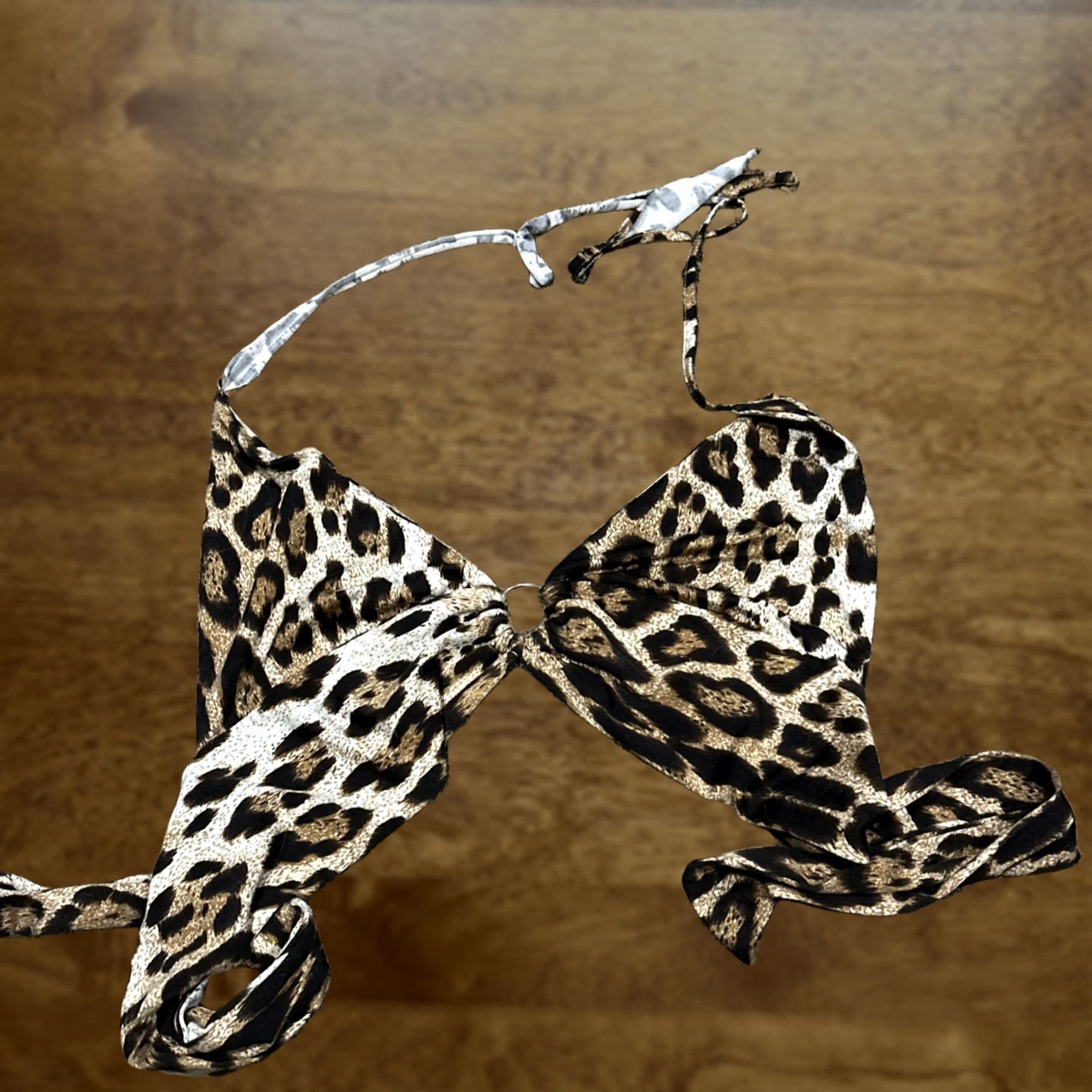 Vintage ROMWE Tie Womens L Size Animal Print Back Bikini Swim Suit Top A26 Size L / US 10 / IT 46 - 1 Thumbnail