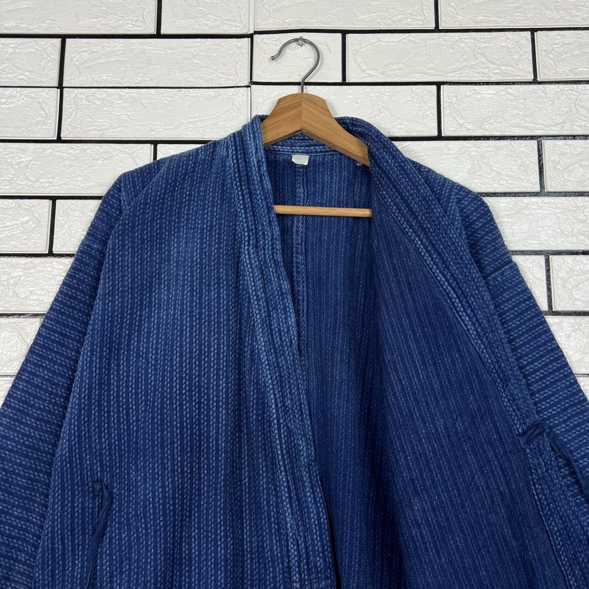Vintage Japan Indigo Blue Sashiko Thick Weave Kimono #4149-C189 Size US L / EU 52-54 / 3 - 9 Thumbnail